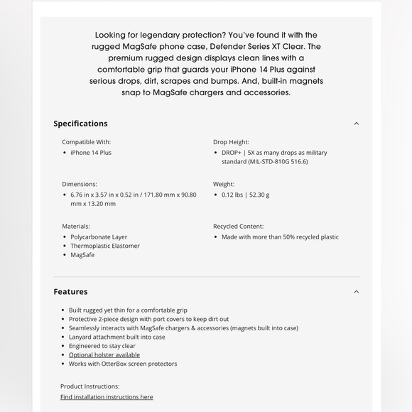 NWB Otter Box Defender Pro XT iPhone 14 Plus Case Crystal Clear - Picture 8 of 8